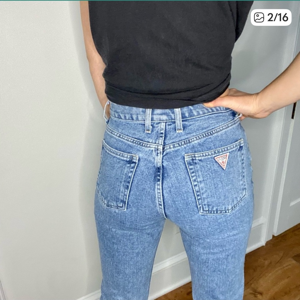 Vintage 90’s Guess Cotton Classic Fit Straight Leg High Rise Y2K Jeans, 26/27 - Picture 3 of 11